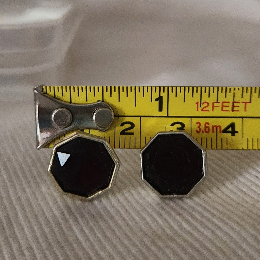 Maroon Octagon Stud Earrings